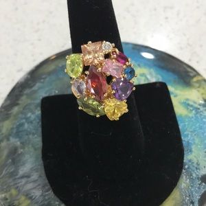 Multi colored stone costume ring
